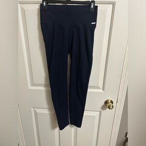 Lilias Active Women's High Waisted Ribbed Seamless Navy Leggings Size Large